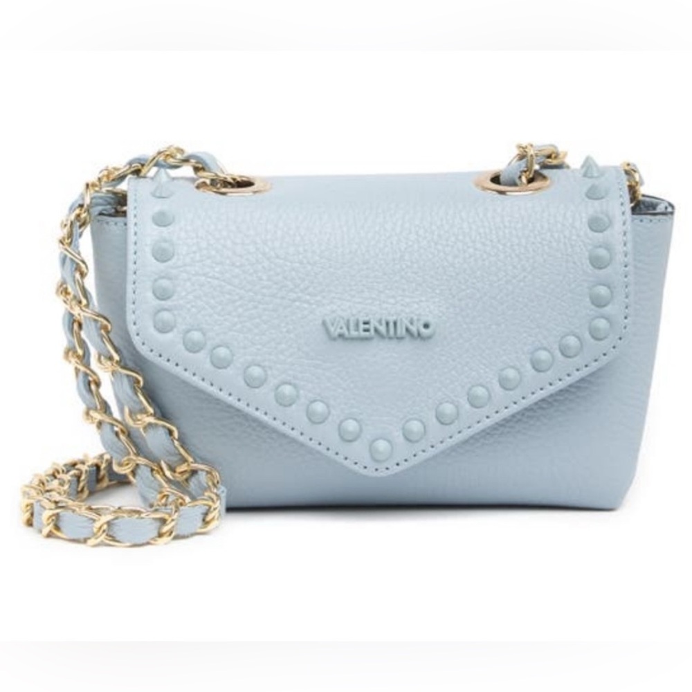 Valentino by Mario Valentino- Francine Preciosa Leather Shoulder Bag In Sky Blue